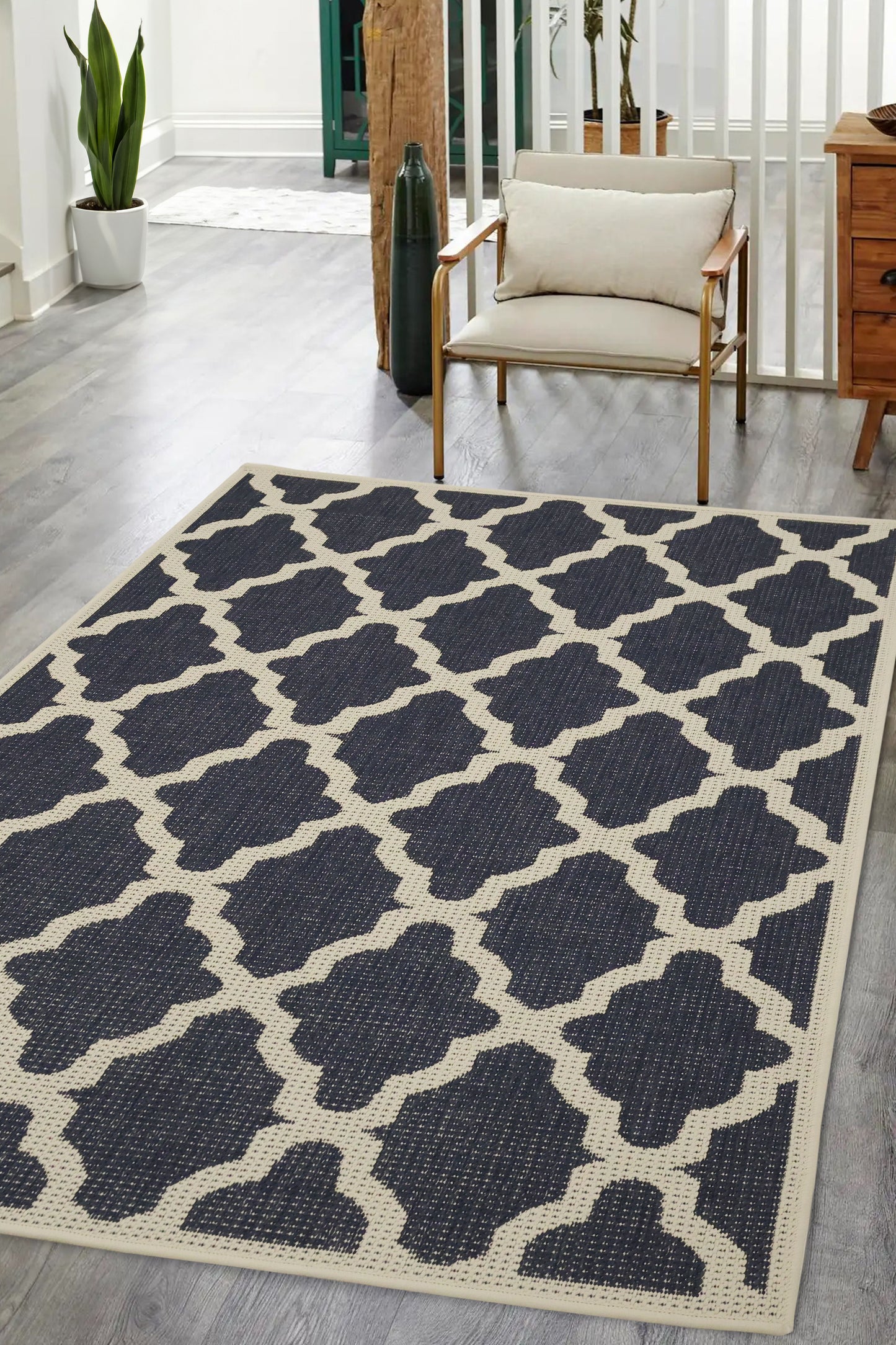 FLATWEAVE GEL TRELLIS NAVY