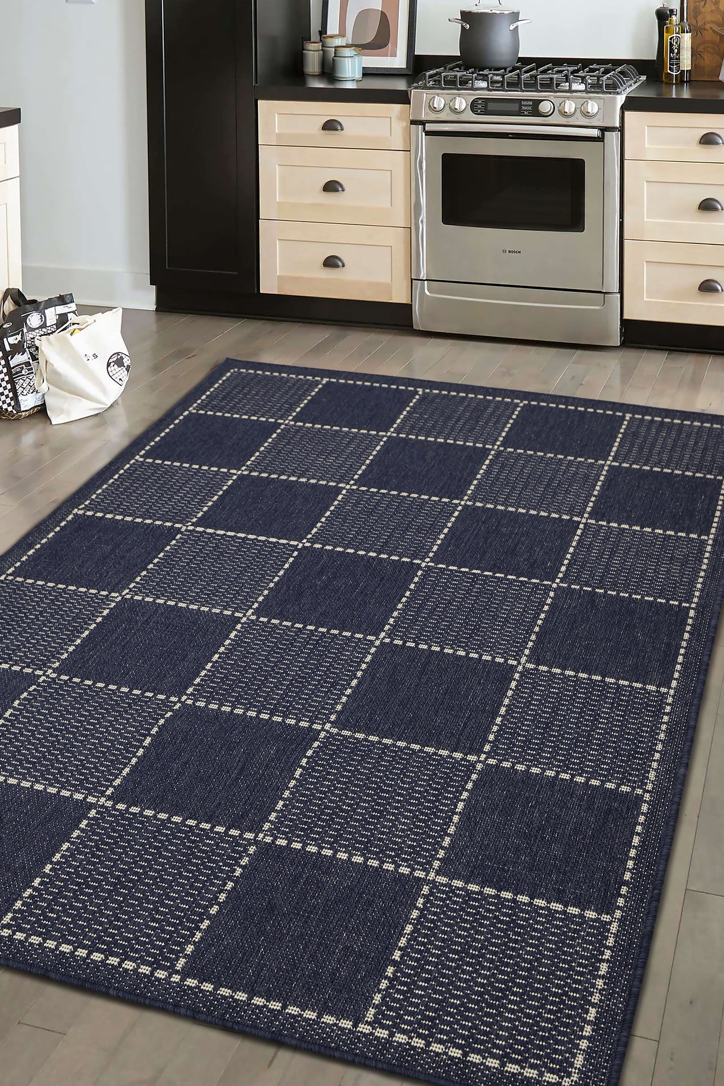 FLATWEAVE GEL BORDER NAVY