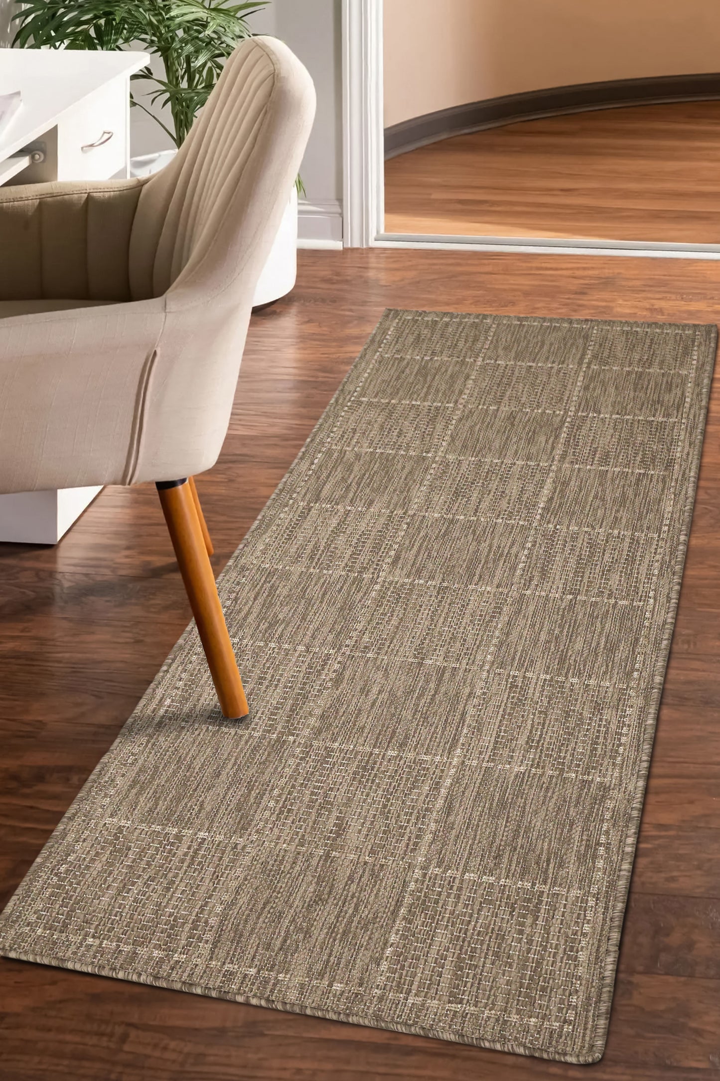 FLATWEAVE GEL CHECK LATTE