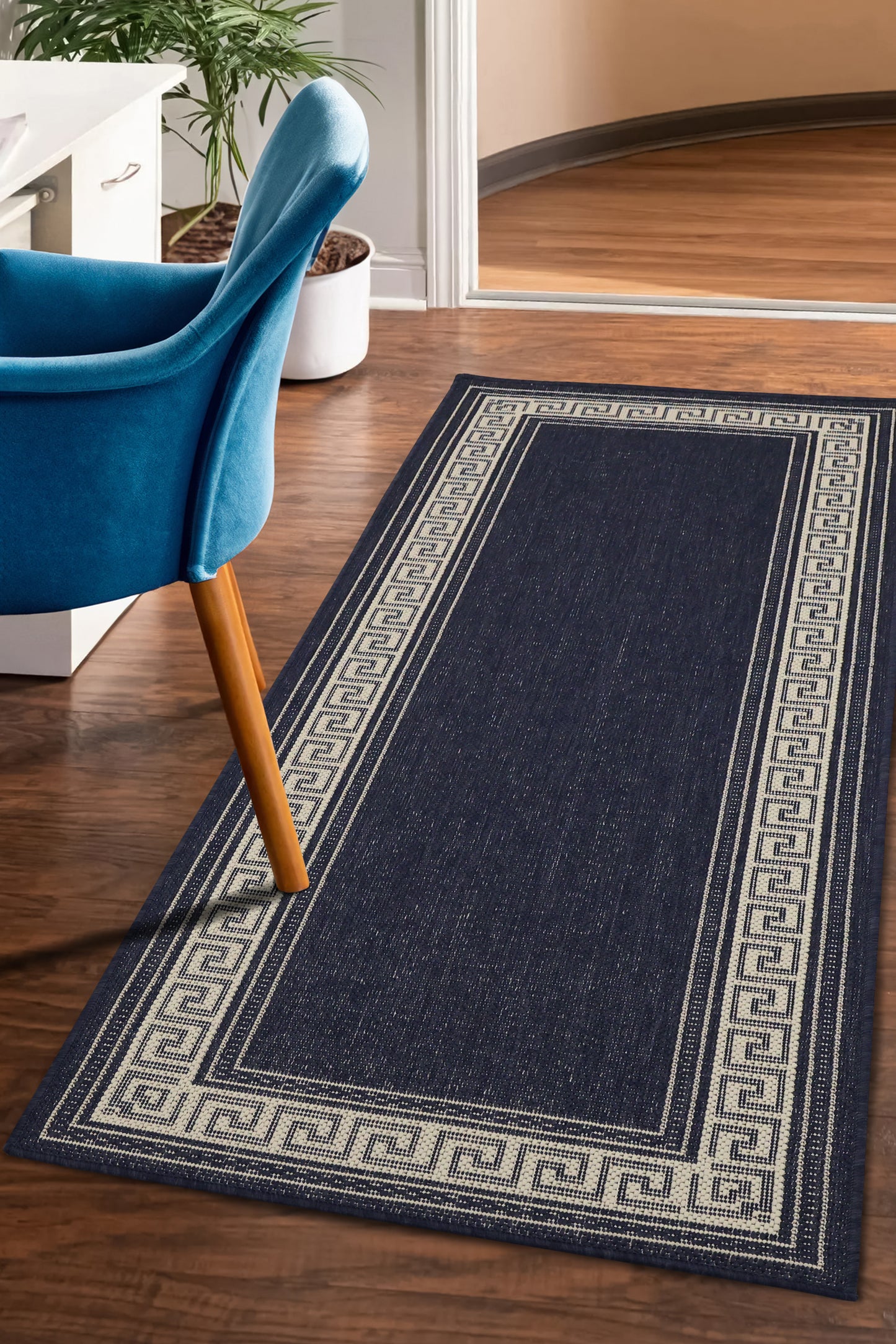 FLATWEAVE GEL GREEK KEY NAVY