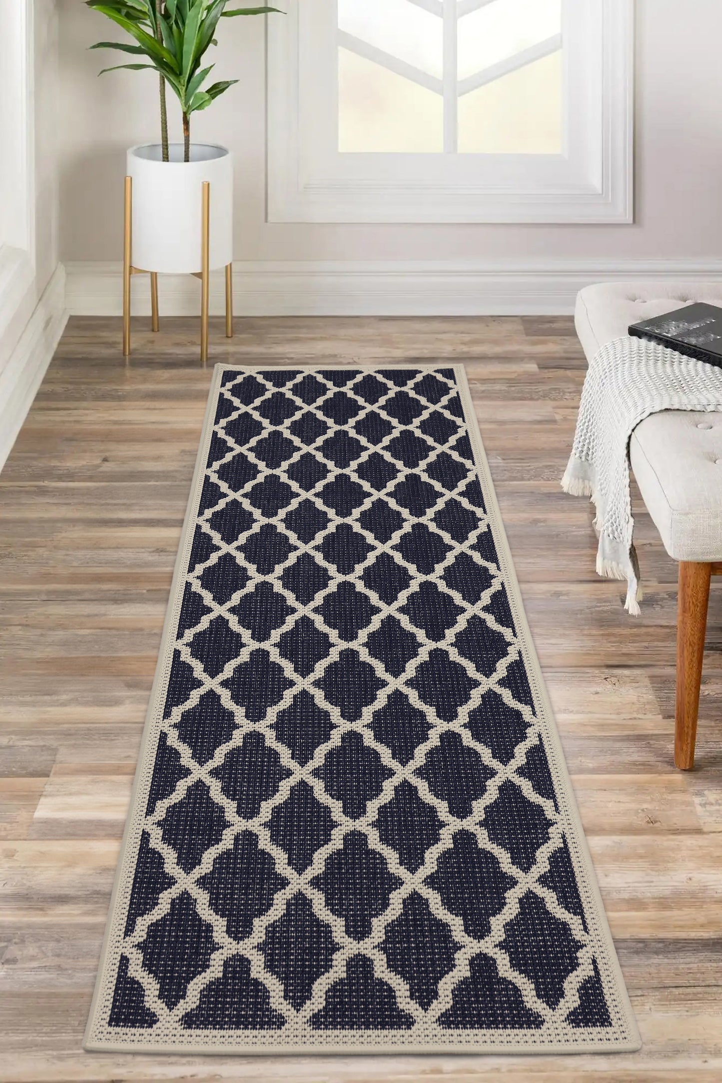 FLATWEAVE GEL TRELLIS NAVY