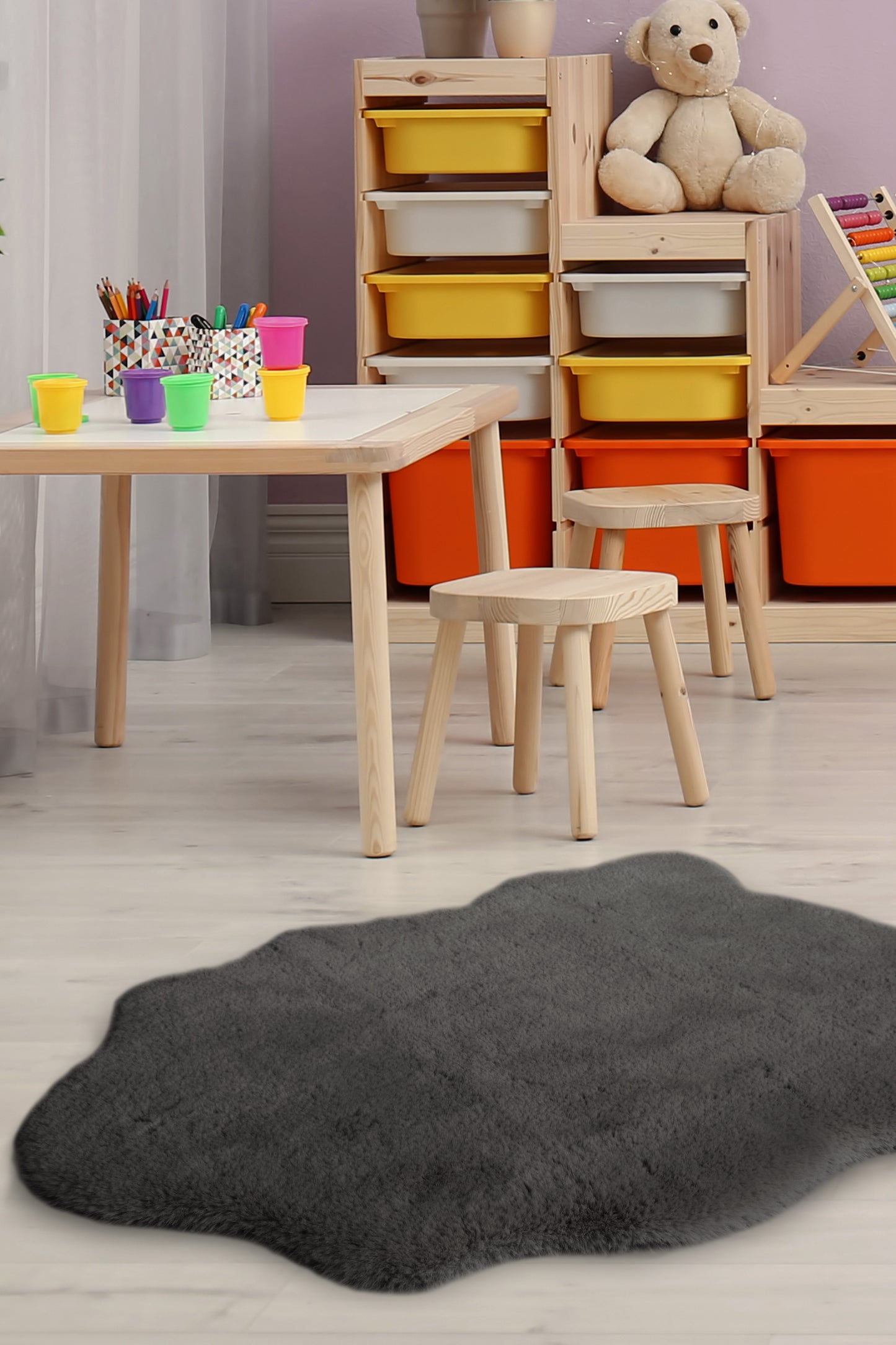 LUXURY FAUX FUR GREY