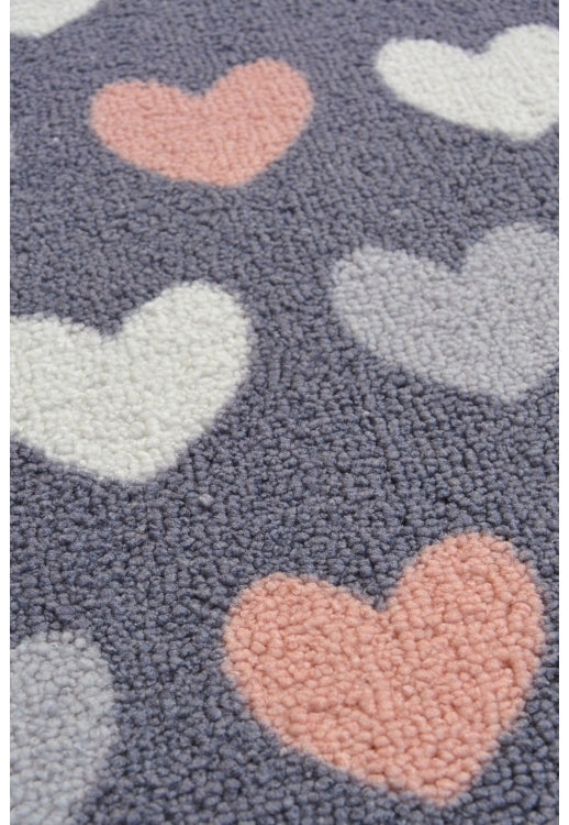 DECO WELCOME HEARTS GREY